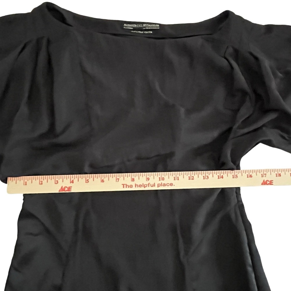 All Saints Japanese Cloth Dress Size 8 Black Solid Short Sleeve Mini Chic Classy - Picture 4 of 7